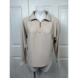 Sioni Milano Beige Long Sleeve Women's Knit Sweater Size M Quarter Zip Pullover